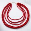 Handmade Red Beaded Layered Necklace Women Boho Chic Statement Jewelry With Geometric Design 81cm Length