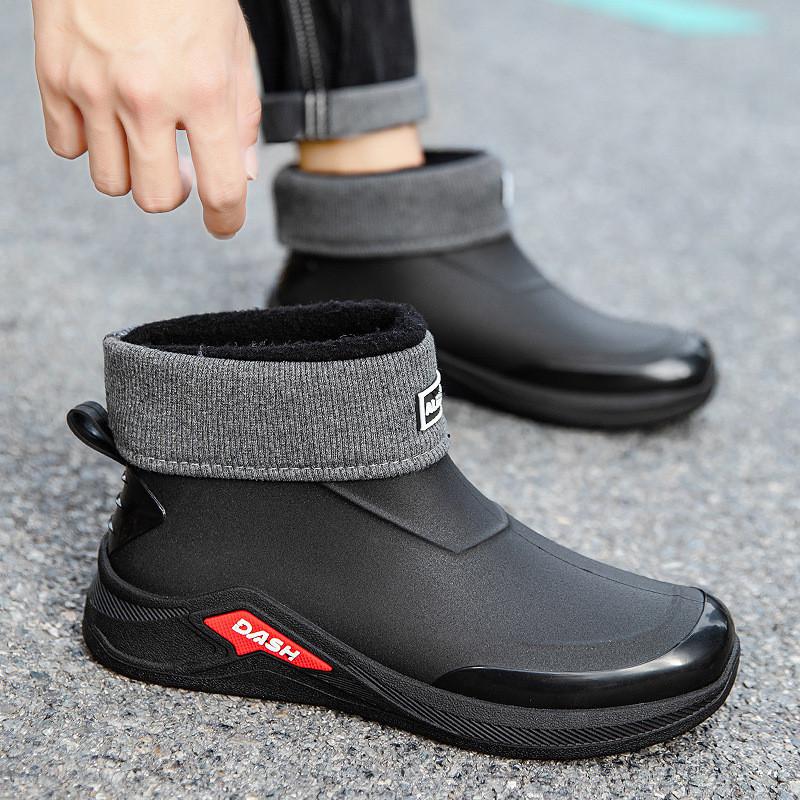 Koreanische Version Regenschuhe Herren Kurzschaft Mode Outdoor Wasserdichte Schuhe Autowäsche Angeln Gummistiefel Rutschfest Leicht Überschuhe Ausländisch t