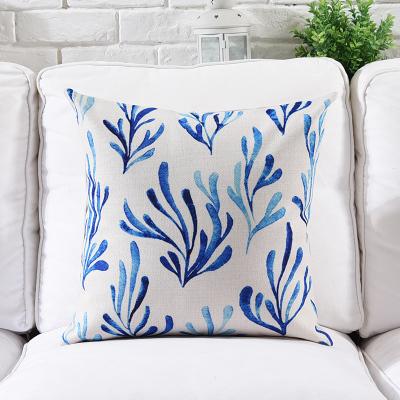 Mediterrane Wasserfarbe Blau Weihnachten Kissenbezug Geometrisch Leinen Kissenbezug Sofa Heim Dekorative Wurfkissen