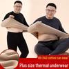 "Unisex Plus Size Thermal Underwear Set - Thick Lambskin, Round Neck for Autumn/Winter"