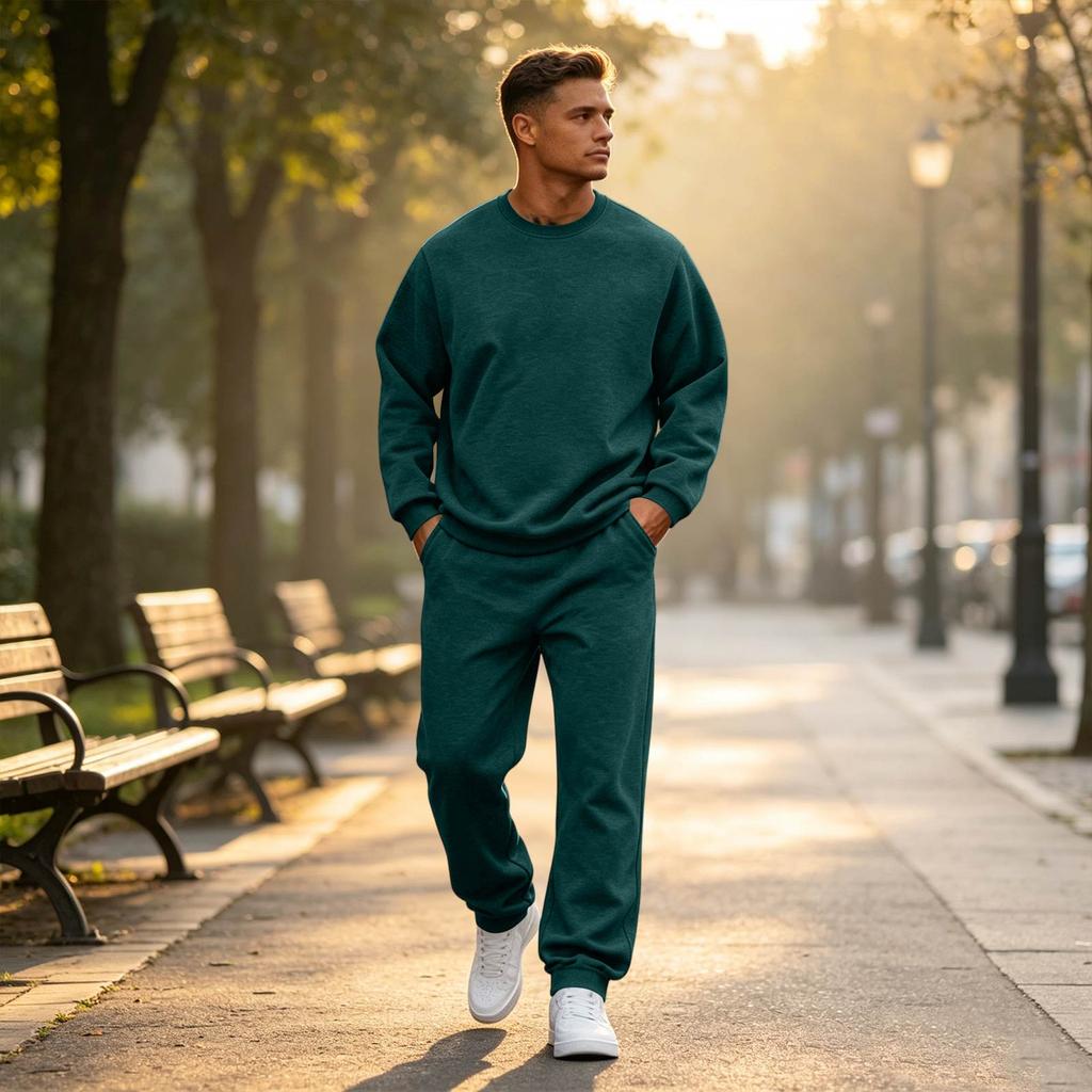 Men's Color Sweatshirt Set - Casual Tracksuit 2 Piece Outfit for Spring Fall