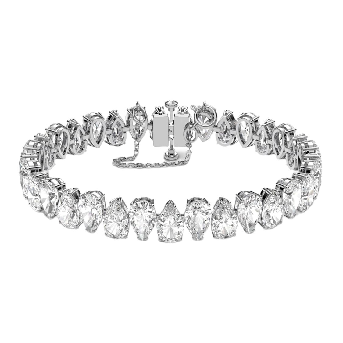 Swarovski Millenia Pear Cut Clear Cubic Zirconia Rhodium Plated Bracelet Women bracelet 5598350 Basic Packaging-Box