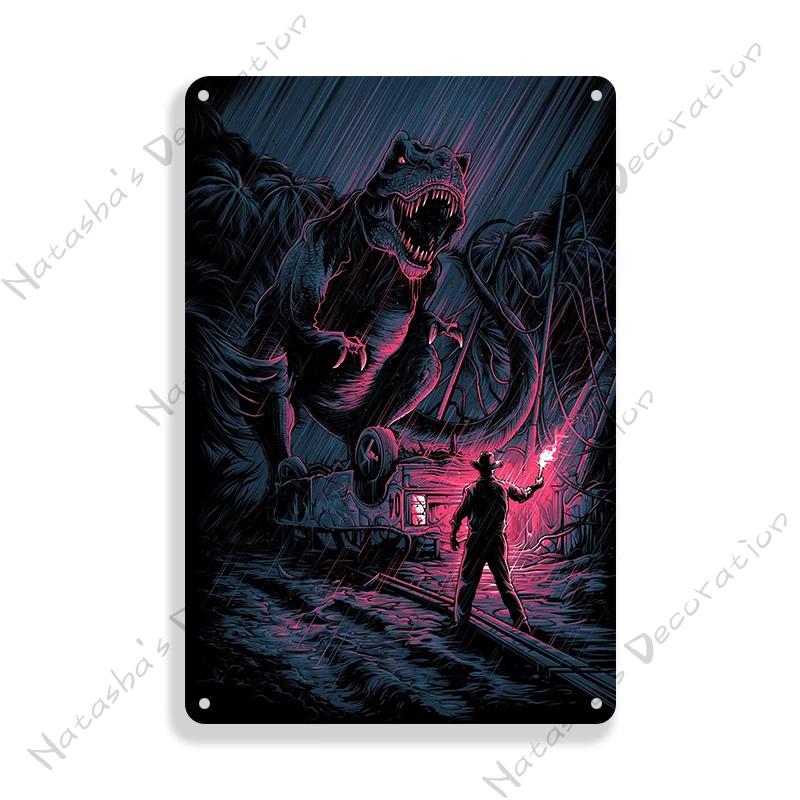 Classic Movie Poster Jurassic Park Metal Sign Retro Poster Vintage Metal Plaque Rusty Metal Sign Club Bar Cafe Industrial Decor