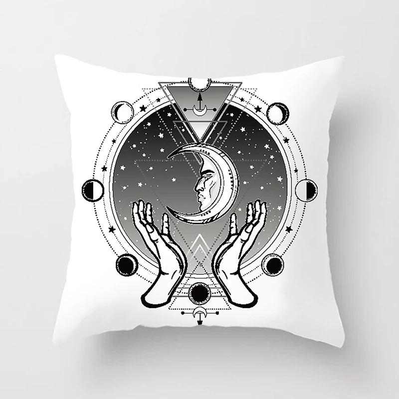 Home Decor Sun & Moon Themed Cosmic Throw Pillow Covers Pattern Cushion Cover Suitable For Sofa Bedroom Car Pillow Cover