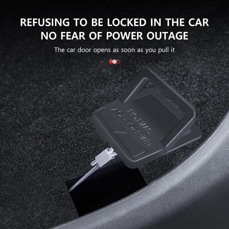 2PCS Car Door Emergency Handle for Tesla New Model 3 Highland 2025 Rear Door Physical Mechanical Door Lock Unlock Puller Button