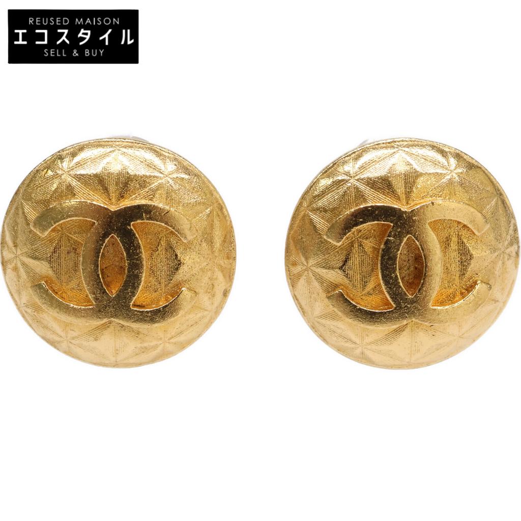 CHANEL Good condition 95A Round Coco Lattice Earring goldUsed