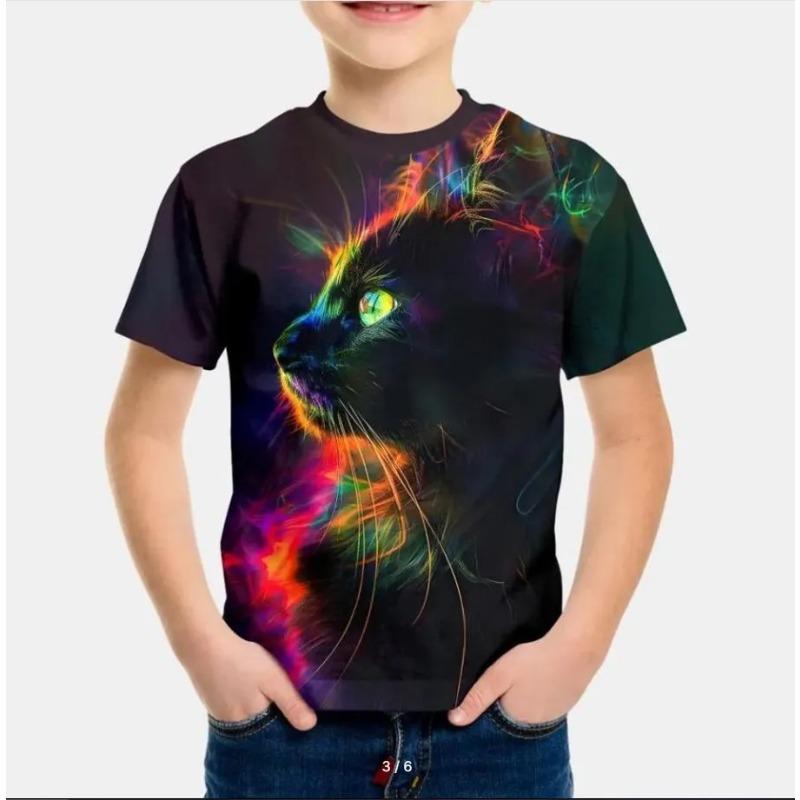 Summer Children's 3D Printed Crew Neck T-Shirt Fashion Versatile Trend Breathable Casual