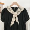 Sweet Solid Color Crochet Detachable Collar Korean Style with Knot Design Leaf Pattern Shawl Hollowed-out Thin Shawl Summer