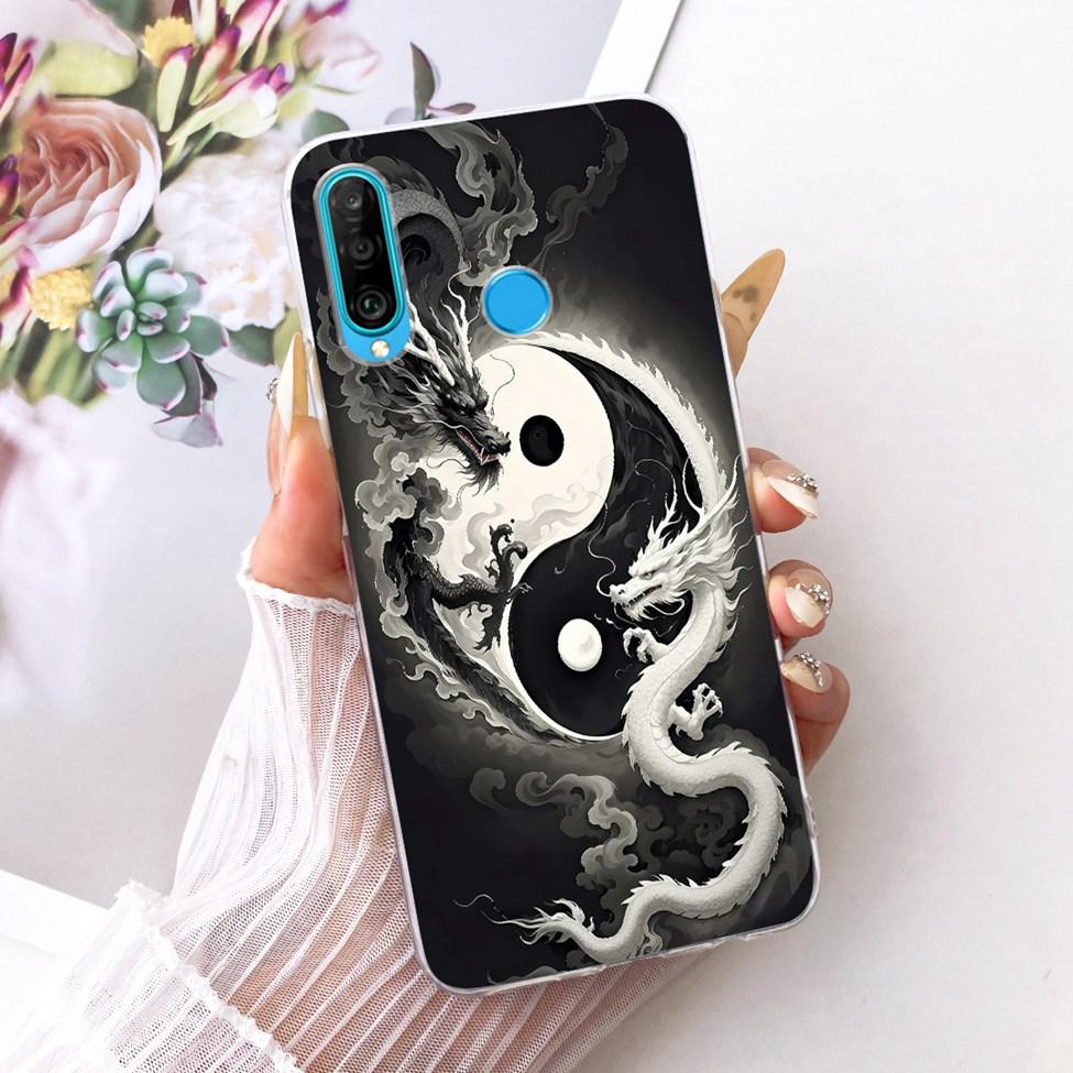 Transparent For Huawei P30 Lite Case Cover Cute Cat Fashion Butterfly Funny Painted Casing MAR-L01A MAR-L21A MAR-LX1A