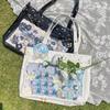 Women's Lolita Fashion Ita Bag Japanese Style Kawaii Shoulder Messenger Crossbody Bags Transparent Front Pocket DIY Tote Handbag