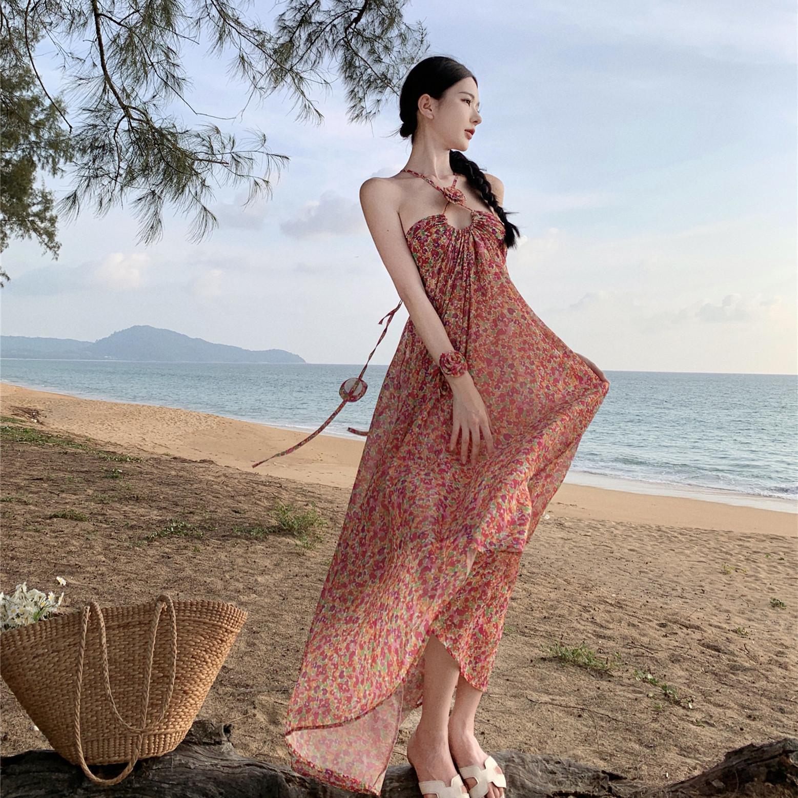 Suspender Floral Dress Women s Xia Xin Temperament Thin Design Long Dress French First Love Milk Sweet Long Dress S
