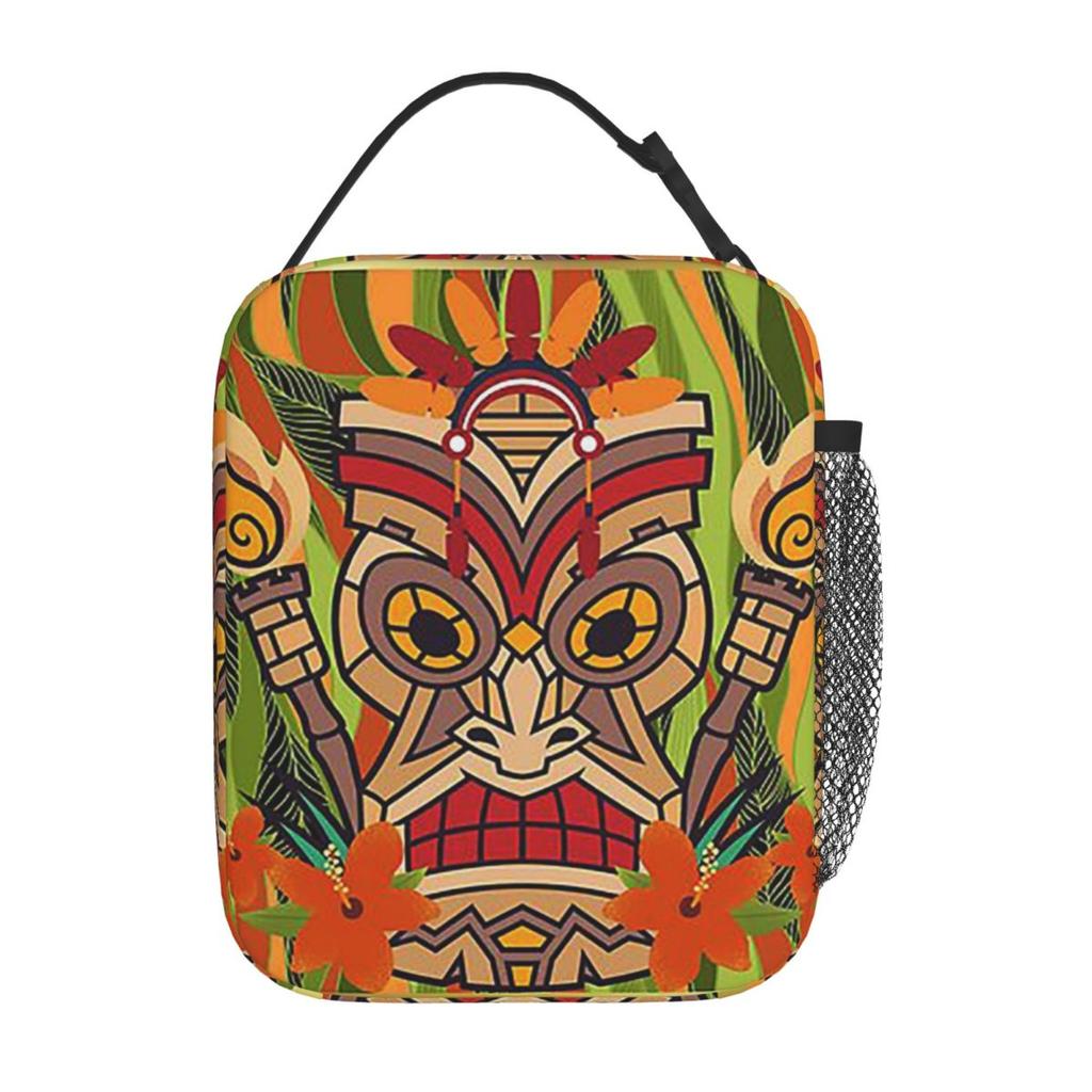 Ethnic Totems Of Indians Tiki Insulated Lunch Bag for Women Office Cooler Thermal Food Box Tote Leakproof Lunch Boxes Container