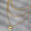 Golden Multi-Layers Women's Necklace Heart Pendant Chain Necklace  Jewelry