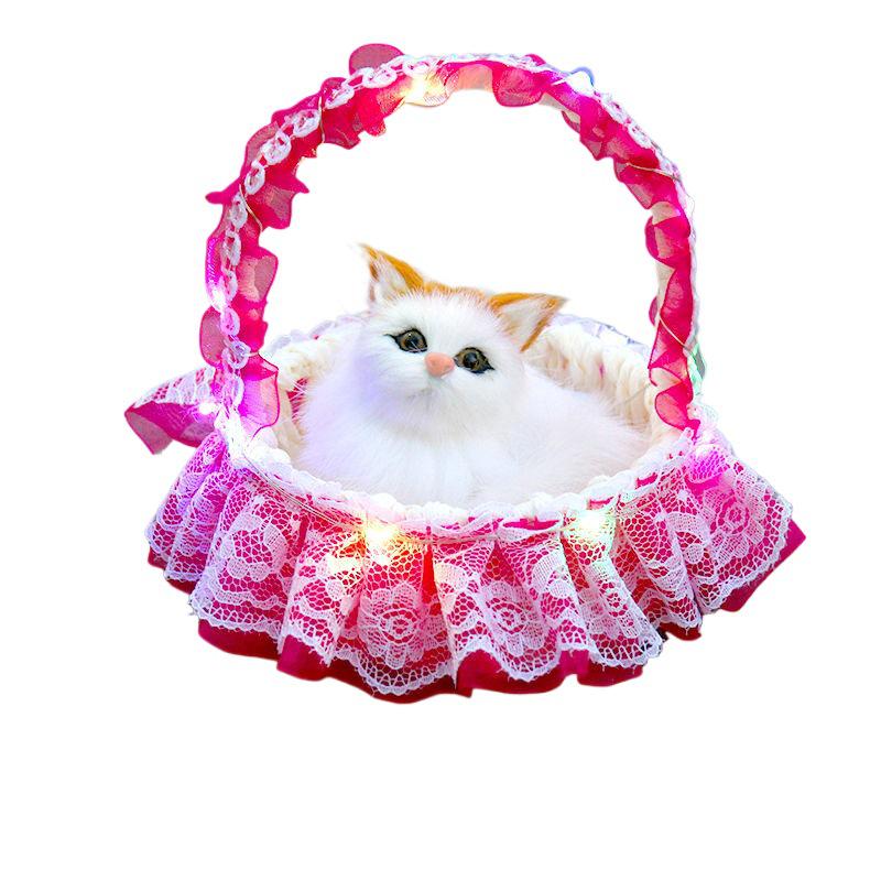 Children's Luminous Kitten Plush Doll Flower Basket - Perfect for Girl's Birthday or Christmas Gift