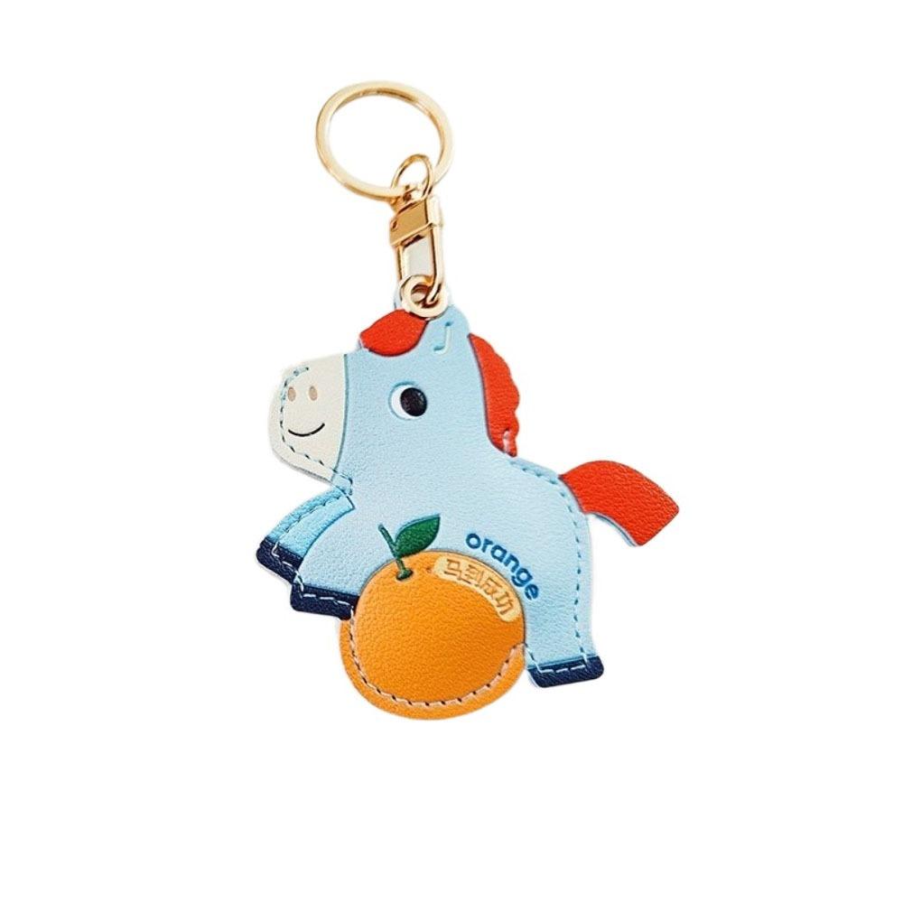Cartoon Horse Keychain Leather Zodiac Pony Bag Hanging Cute Horse Pendant Home Decor синий