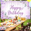 Avezano Happy Birthday Hintergrundbanner für Mädchen Frauen Happy Birthday Party Dekorationen Floral Glitzer Bday Banner Party Zubehör (lila-6x3.6ft)