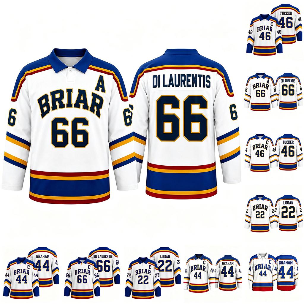 Men's Long Sleeve Ice Hockey Jersey Mesh Fabric Printed Number and Letter Design Classic Fit Polo Collar Sports Shirt