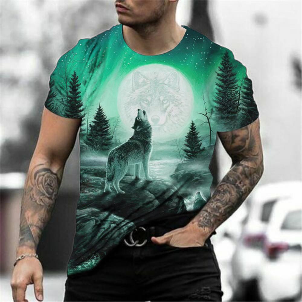 Wolf T Shirt For Mens Animal Print Short Sleeve Top 3D Casual Street Man's T-shirt Oversized Tee Shirt Men Vintage Clothing