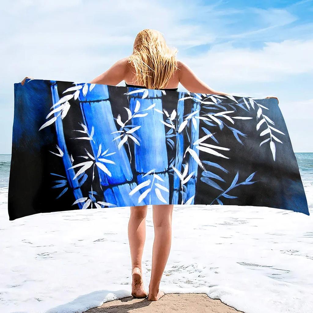 Bamboo Print Oversized Sand Free Beach Towel Women Summer Quick Dry Beach Towel Mens Microfiber Lightweight Travel Beach Towel