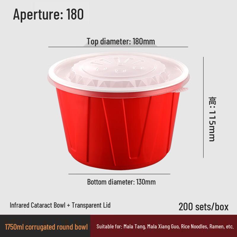 Goodgongbang Disposable Round Red & White Corrugated Takeout Bowls