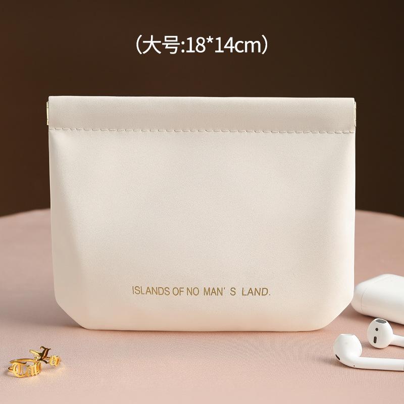 PU Fashion Portable Cosmetic Bag Cover Closure Handle for Travel Storage Protective Case for Sanitary Napkins Lipstick Sundries