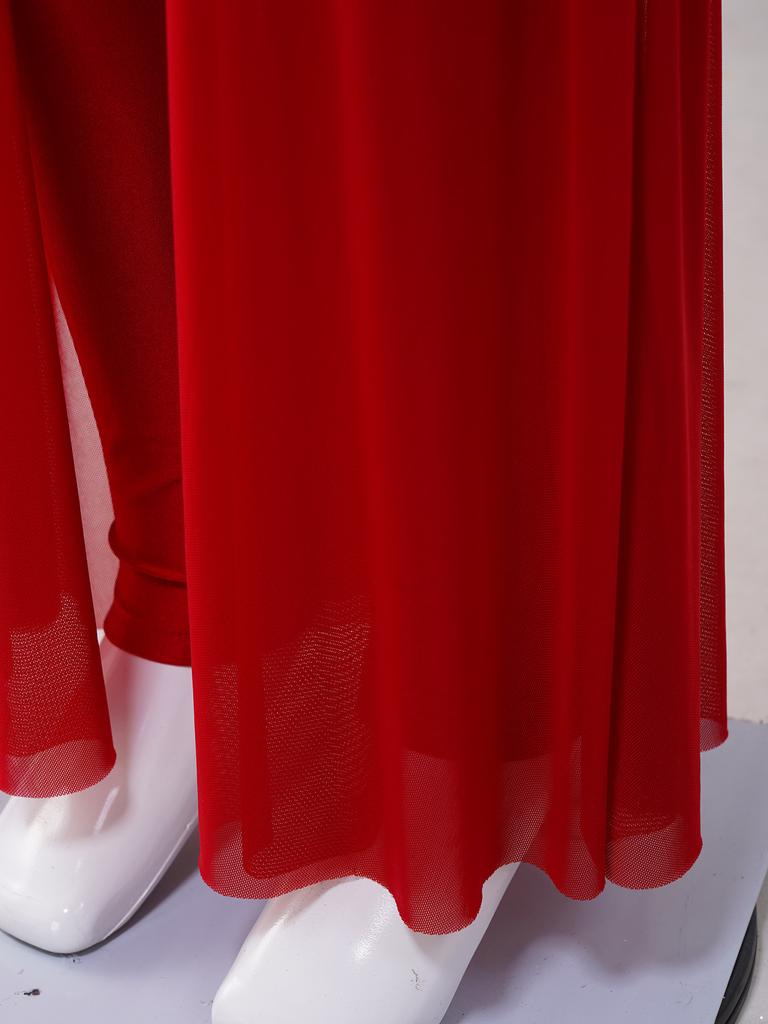 Girls Shiny Sequins Halter Sleeveless Backless Skirted Jumpsuit Latin Dance Performance Costume