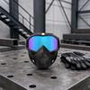Vollgesichts-Schutzbrillenmaske, Abnehmbare Radsport-Schutzbrillenmaske mit Antibeschlag-HD-Linse, Große Sichtschutzhaube, UV-Schutz-Gesichtsschutz für Bauarbeiten Schweißen