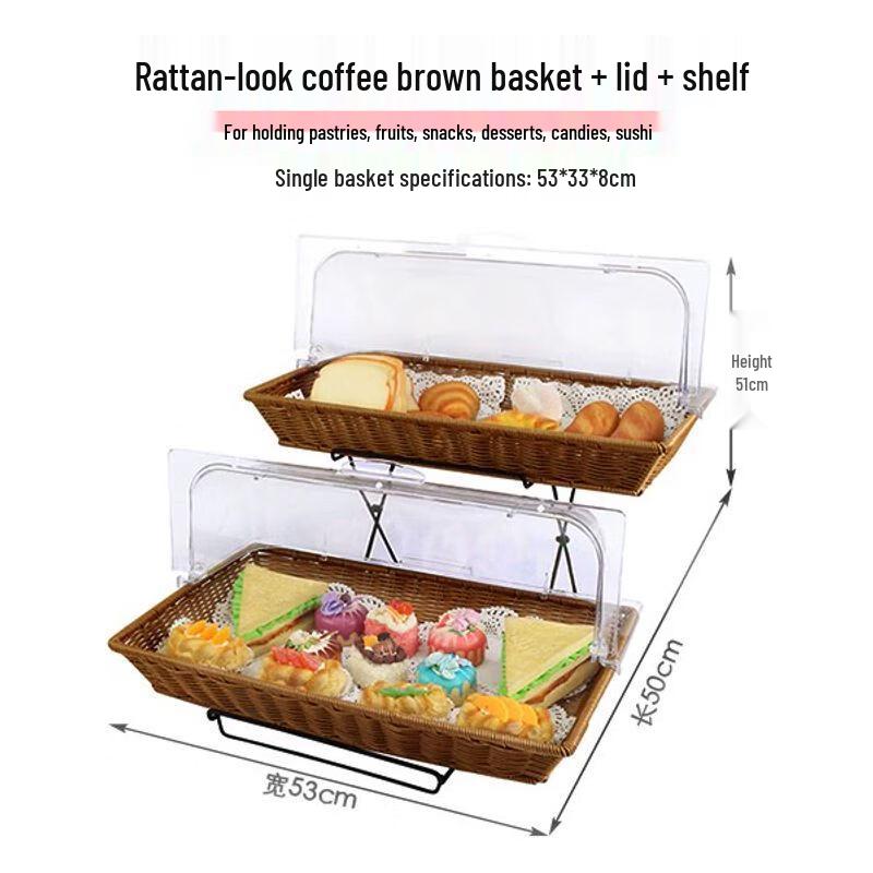 European Style Double-Layer Food Display Basket with Lid