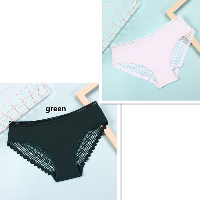 Low Waisted Women's Triangle Panties Ice Silk Stripes Seamless Large Size Sexy Lace Transparent Underwear