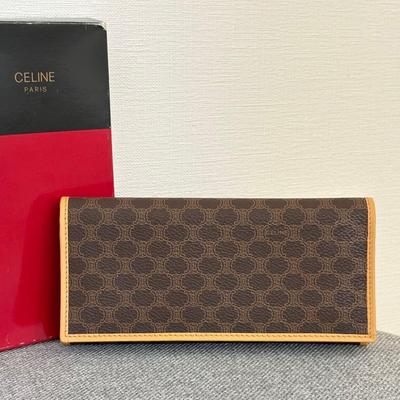 Used [Boxed] [Unused] Celine Long Wallet Macadam Pattern Brown