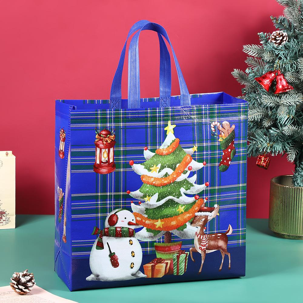 

Большая рождественская сумка для покупок с ручкой, нетканая многоразовая упаковка для подарков на праздники