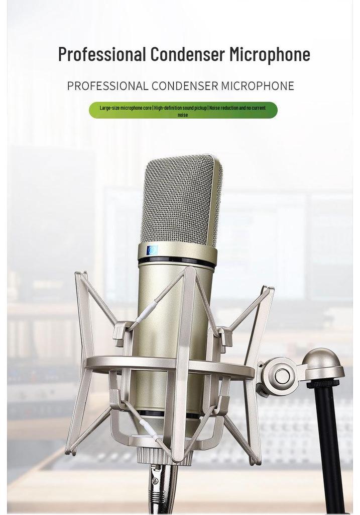 U87 Metal Diaphragm Microphone Set: Live Streaming & Recording Studio Kit with Boom Stand