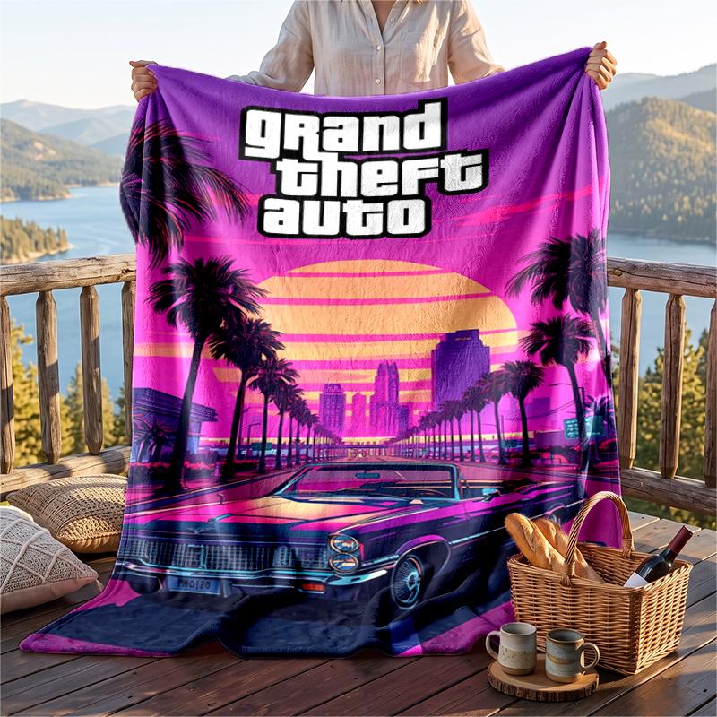 Coperta Calda in Flanella con Fantasia GTA, Coperta Leggera e Confortevole per Letto e Divano