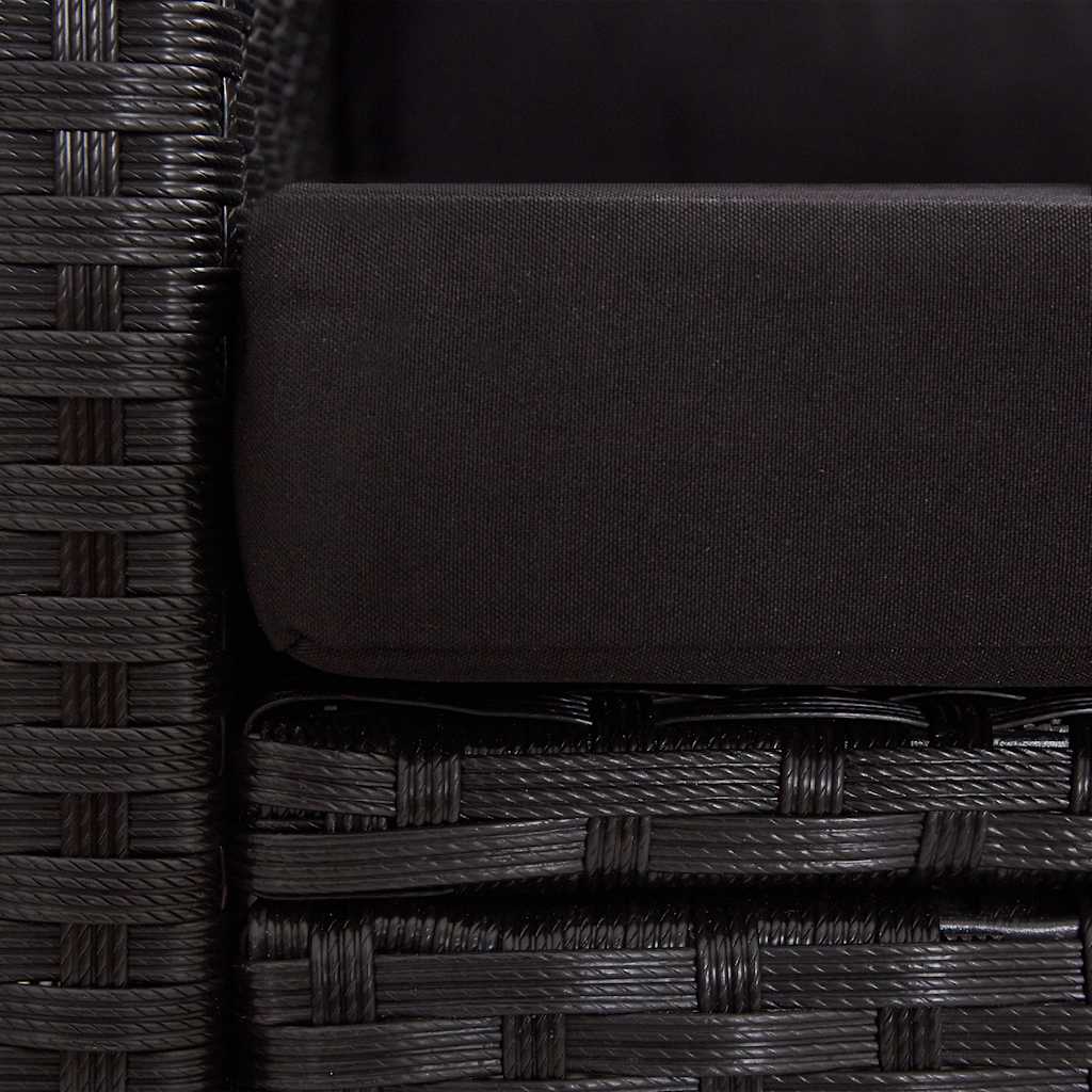2 Seater Garden Sofa with Cushions Black 124 cm Poly Rattan