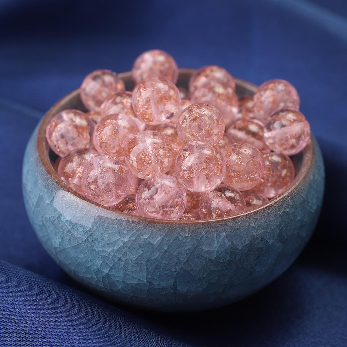 

10 мм светящиеся в ночное время красочные свободные глазурованные стеклянные бусины для браслета и ожерелья DIY Изготовление ювелирных изделий 10mm 10pcs розовый