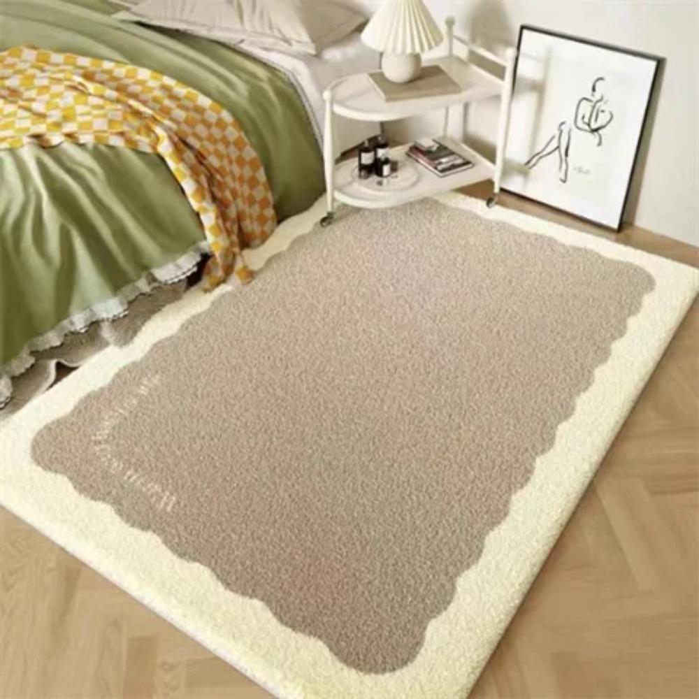 Cream Style Rugs for Bedroom Thick Plush Living Room Decoration Anti-slip Carpet Fluffy Soft Bedside Rug Home Washable Floor Mat
