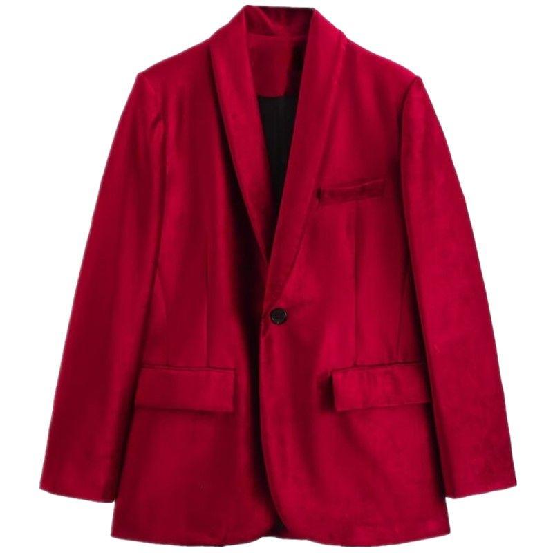 

Fashion Style Winter New Women s Clothing Slim Looking Easiest for Match Velvet Silm Suit Outwear 9433885 600 Red L