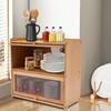 Bymoacar Wooden 2-layer Storage Box 20.5*9.8*7.9 in, Fully Sealed Tabletop Bamboo Cabinet W/ Handle for Kitchen, Bedroom & Study