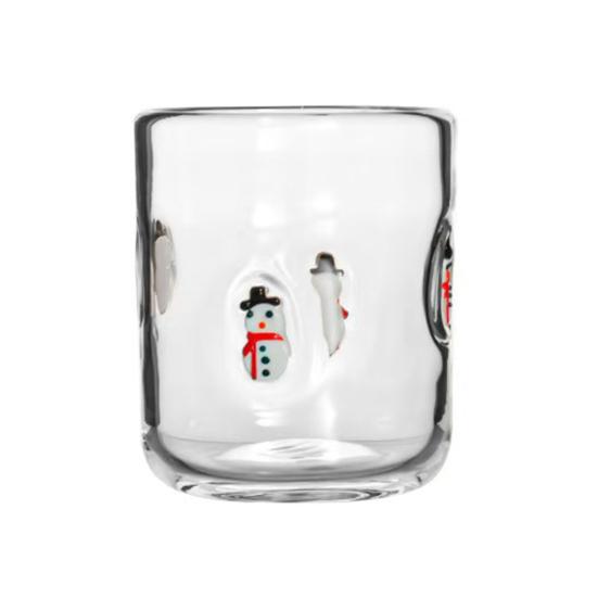 

Christmas Icon Glass Holiday Themed Stemless Drinking Glasses Unique Texture Design Glassware Christmas Thanksgiving Party Decor 1pc Snowman