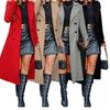 Damen Langer Wollmantel Zweireihiger Caban Klassisches Revers Trenchcoat Lässiger Herbst Winter Übermantel