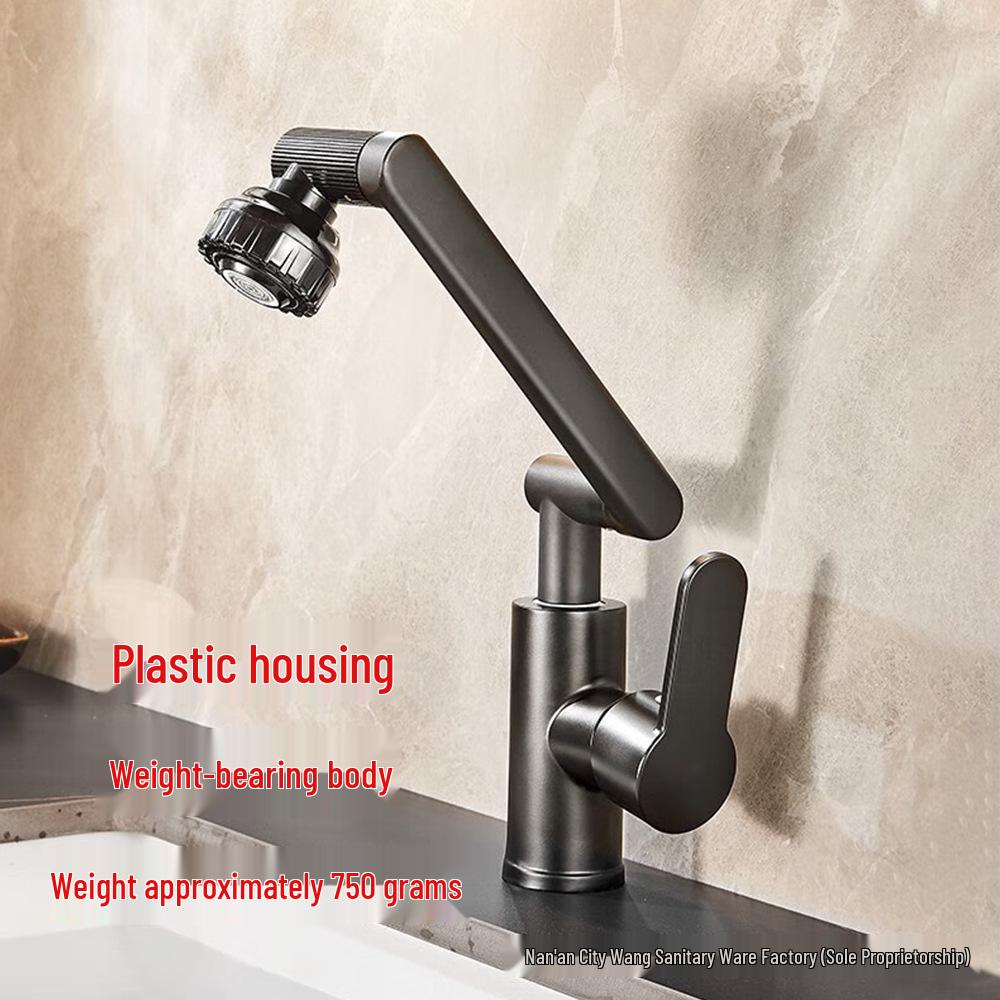 Stainless Steel Square Basin Faucet – Hot/Cold Single Hole for Bathroom Cabinet