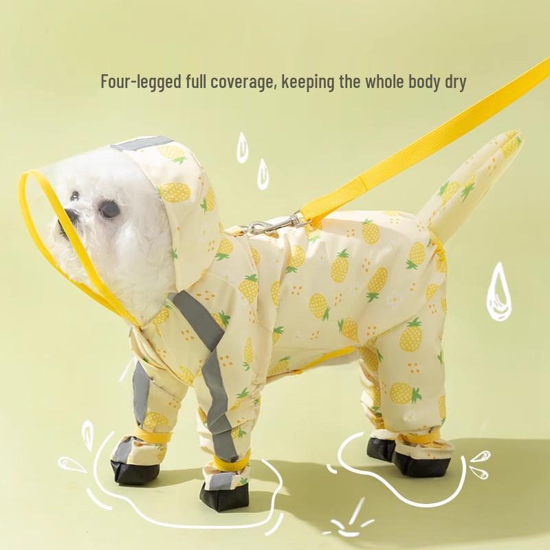 Waterproof Four-Legged Raincoat for Small Dogs - Full Coverage Pet Rainy Day Wear for Bichon, Teddy, and More.