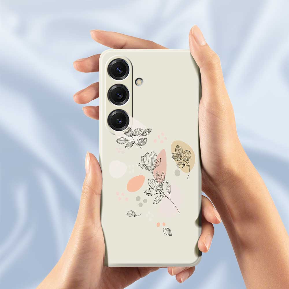 For Samsung Galaxy S25 Case Sketch Leaves Pattern Printing Straight Edge TPU Phone Back Cover