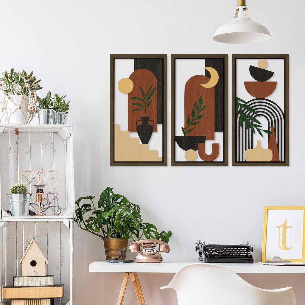 Bohemian Style Geometric Abstract Arch Hollow Board Wooden Sign Wall Decoration Living Room Wall Hanging