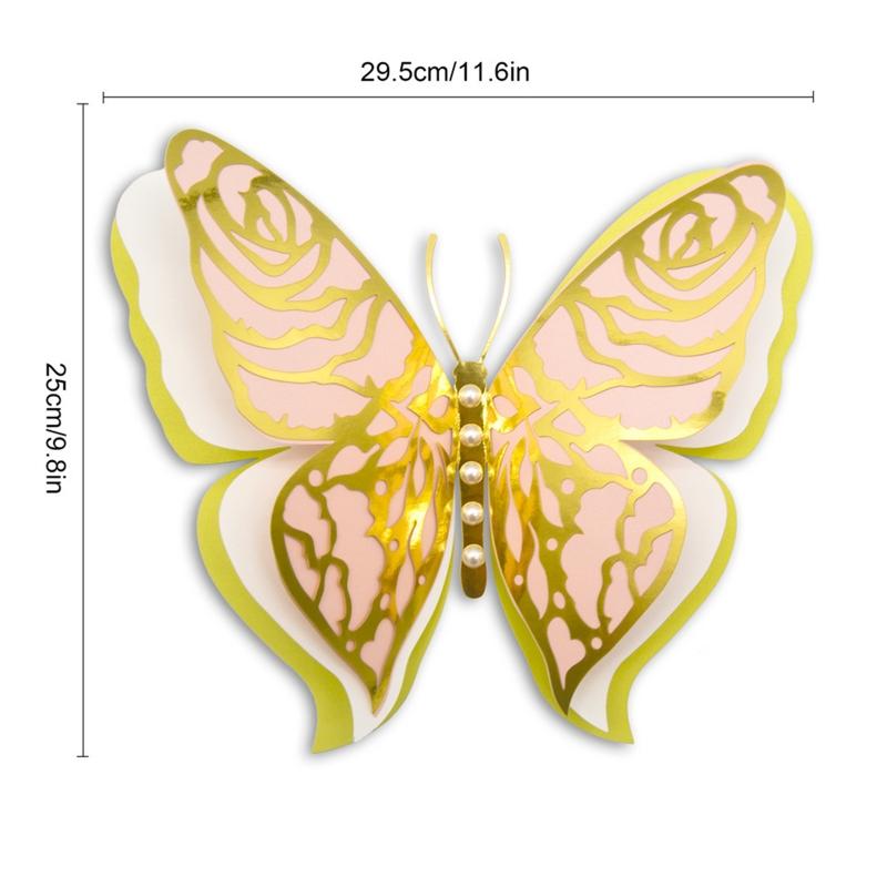 3D Wall Butterfly Sticker Bead Glitter Wallpaper Decal Insect Art Decal Stickers for Home Kids Nursery Classroom Wedding Gift