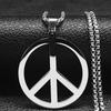 Vibrant Peace Sign Necklace - Stainless Steel Chain Jewelry for Men with Hippie Vibes - Unique Gift Idea for Friends and Family