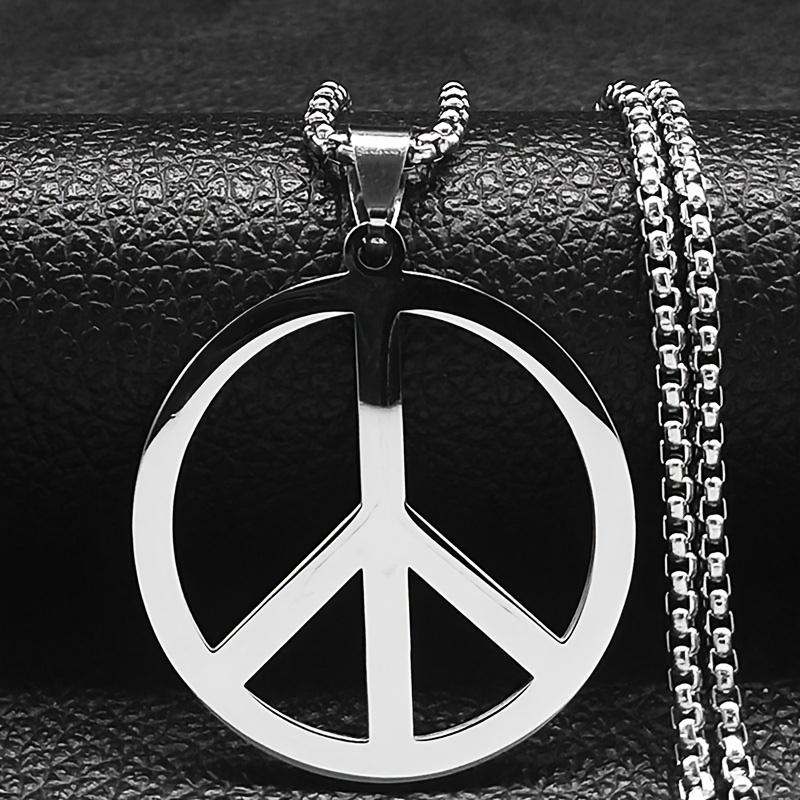 Vibrant Peace Sign Necklace - Stainless Steel Chain Jewelry for Men with Hippie Vibes - Unique Gift Idea for Friends and Family
