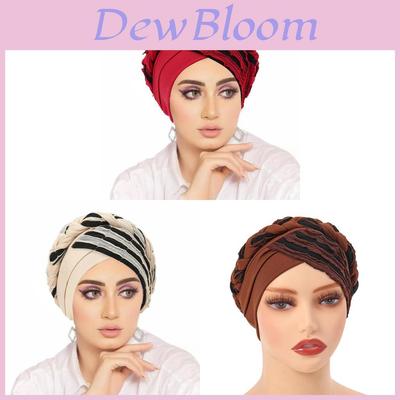Polyester Muslim Headscarf Cap With Dual Color Braid For Women
