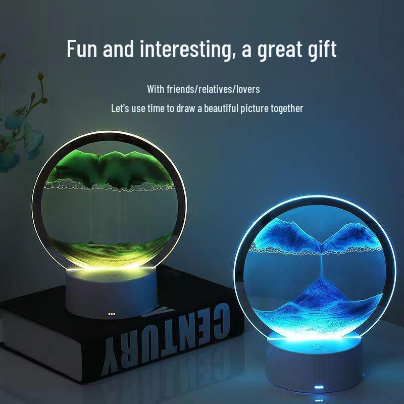 3D Quicksand Hourglass Night Light: Dynamic Atmosphere Lamp for Home, Bedroom, and Desktop Decoration - Ideal Holiday Gift