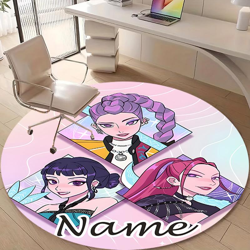 Personalized K-KPop Demon Hunters Round Chair Office Rug - Perfect for Mat, Office Chair & More - Ideal Gift for Birthdays and Holidays
